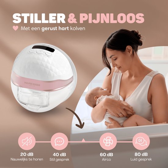 Vulpes Goods® BabyCare - Tire-lait électrique double sans fil - mains libres et portable - avec contrôle APP - sans BPA - PRO V2