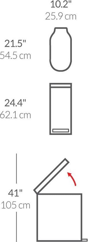 Simplehuman Poubelle - Slim - 45 l - Blanc - acier inoxydable