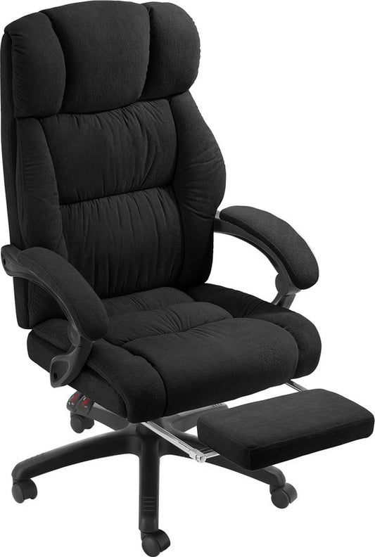 tectake® Luxury Office Chair - Chaise de direction ergonomique avec repose-pieds et repose-tête - Chaise de bureau ou de bureau avec revêtement en velours épais - Chaises de bureau pour adultes - Rotation douce, avec roulettes - Dossier et hauteur réglabl