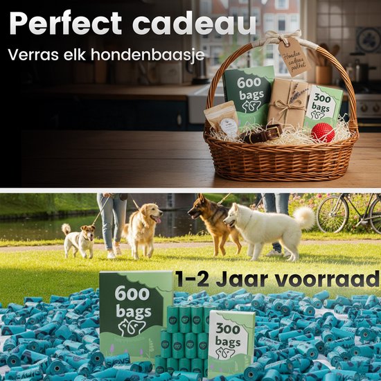 Sacs à crottes pour chien cassables - 600 pièces - Sacs à crottes lavande - Sacs à crottes pour chien - Crottes de chat et de chien