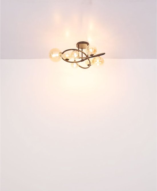 Globo - lampe suspendue - Tuberius - laiton noir - verre métal - Ø 65cm - G9 - 56141-8H