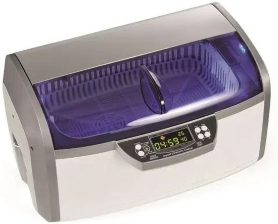 Perel Nettoyeur à ultrasons 6 L - Fonction dégazage - Vanne de vidange - Minuterie et température réglables - Panier amovible et porte-montre - Usage professionnel - 310 W, 35 kHz - Blanc