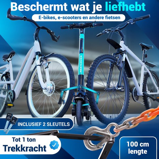Nextcover Cadenas pliant 100cm FoldBasic| Cadenas pour vélo avec deux clés | Cadenas pour vélo avec support | Cadenas pour vélos, vélos électriques, scooters électriques | SteelSecure Technology 3.0