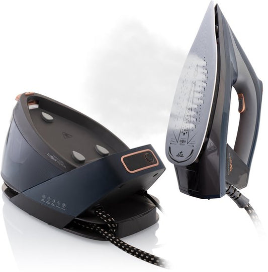 ETA Steamio Fer à repasser à vapeur avec réservoir d'eau et mode ECO - Fer à repasser avec générateur - Chauffe en 40 secondes - Anti-calcaire et anti-goutte - Noir/Or