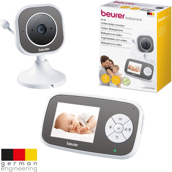 Beurer BY 110 Baby Monitor vidéo - Unité parentale/écran XL et caméra - Connexion numérique sans fil - Portée jusqu'à 300 mètres - Vision nocturne - Zoom numérique - Interphone - Chansons - Alarmes diverses - Minuterie - Eco+ - Garantie 3 ans