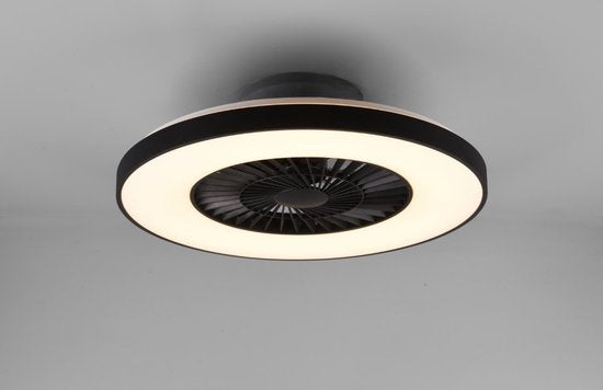 REALITY HALMSTAD - Ventilateur de plafond - Noir mat - incl. 1x SMD 40W - Trois niveaux de vitesse - Variateur intégré - Couleur de lumière réglable - Dimmable en continu - Télécommande