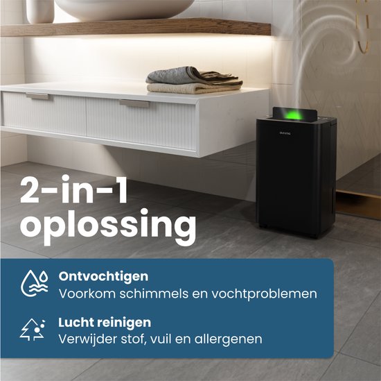Déshumidificateur Auronic - Compact Pro Plus - 12L - Chambre à coucher, salle de bain, salon et bureau - Hydratant pour l'intérieur - Noir