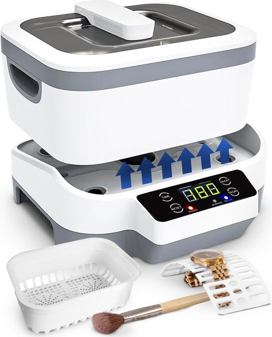 Samako Ultrasonic Cleaner PowerWave - Appareil de nettoyage - Bain à ultrasons - Lunettes - Bijoux - Montres - Brosse à maquillage - 1200 ml