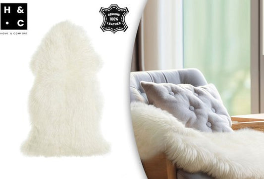 Home&Comfort Peau de mouton - Crème - 90x60 cm - Peau de mouton douce et chaude