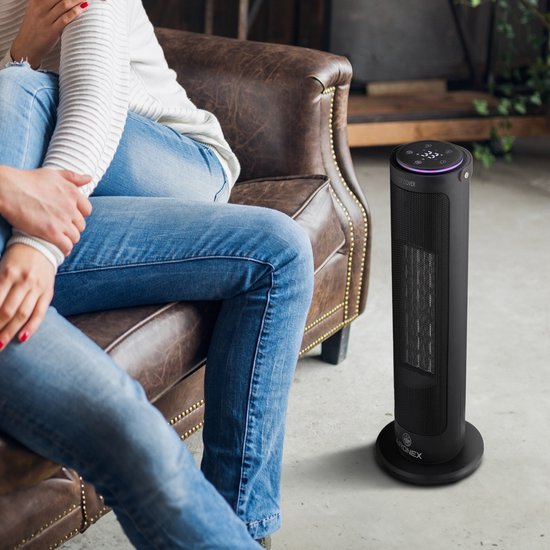 Radiateur Électrique 2000 Watts de Aironex - Ventilateur Chauffant Céramique Noir - Chauffage Électrique - Chauffage Électrique - Radiateur - Ventilateur Chauffant avec Télécommande et Fonction Timer