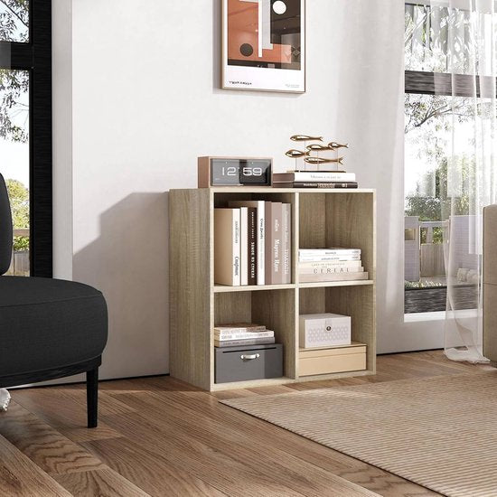 Bibliothèque Woltu - 29 x 59,8 x 59,6 cm - Modèle sur pied - 4 compartiments - Blanc