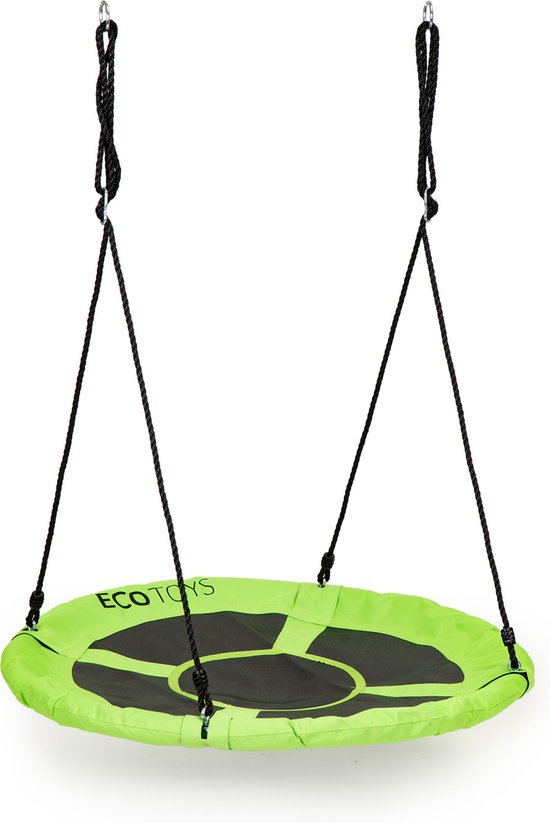Balançoire à litière Jouet d'extérieur 100 cm vert - Balançoire pendulaire - Balançoire nid - Balançoire ronde - Nid de brebis - Charge 100 kg - Pour enfants et adultes