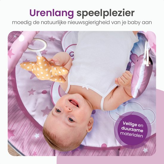 Gofun Babygym - Tapis de jeu pour bébé - Tapis de jeu musical - Cadeau de maternité - Tapis d'activités - Jouets pour bébé - Interactif - Educatif - 105 x 52 cm - Rose