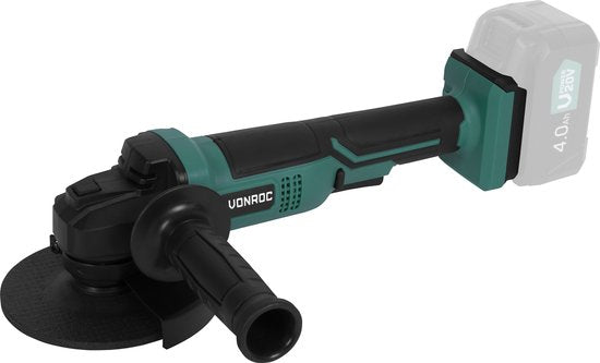 VONROC Accu Angle Grinder - VPower 20V - Ø125mm - Avec poignée latérale et sac à outils - Sans batterie ni chargeur