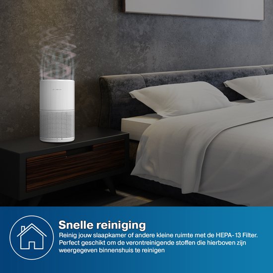 Erikssøn Purificateur d'air Prime - Blanc - 70 m3/h - Aide à lutter contre la poussière, le rhume des foins et les allergies - Avec filtre Hepa - Purificateur d'air