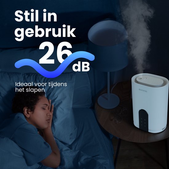 Humidificateur Auronic - 4 litres - 40m2 - Convient au salon, au bureau, à la chambre à coucher, à la chambre de bébé et plus encore - Avec aromathérapie - Sans BPA - Blanc