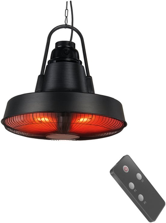 BRASQ Retro Chauffe-terrasse électrique suspendu - 3 niveaux de chaleur - avec télécommande - IP24 - étanche - intérieur et extérieur - 2000 W