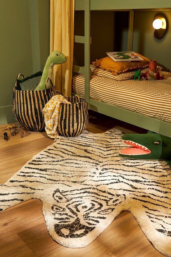Tapis Chambre d'enfant - Tapis Jungle - Zèbre - 180 x 120 cm - Noir,Blanc