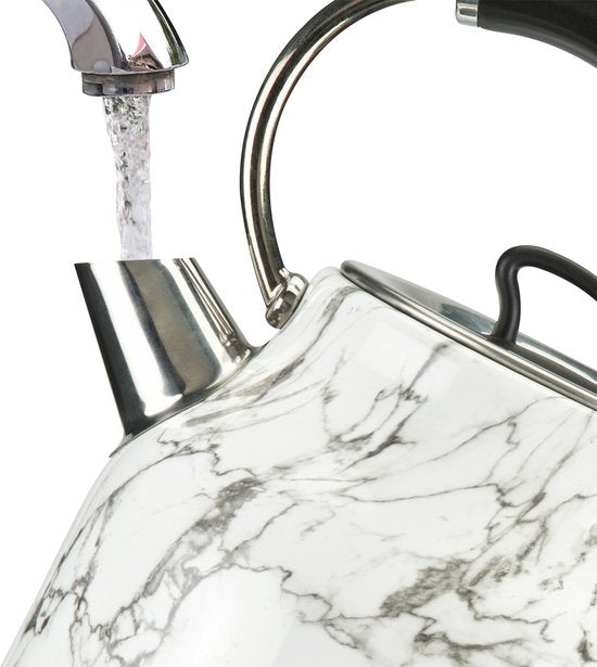 Marble Kettle retro - Impression marbrée - Utilisation sans fil - Métal - Filtre à eau anti-brûlure - Grande capacité de 1,7L pour 8 tasses de thé - Sans BPA