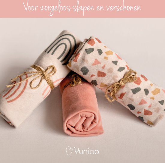Yunioo Drap berceau universel │ Drap housse bébé pour landau, panier à langer et panier mosaïque │ Housse de matelas à langer │ Cadeau de maternité baby shower │ 3 packs │40x80 cm élastiqué.