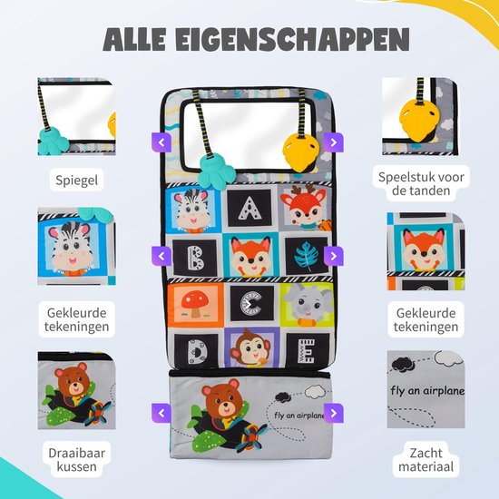Montiplay® Tummy Time Baby - Kisper Book Baby - Jouet Montessori - Jouet éducatif - Tummy Time - Sensoriel - Playmat