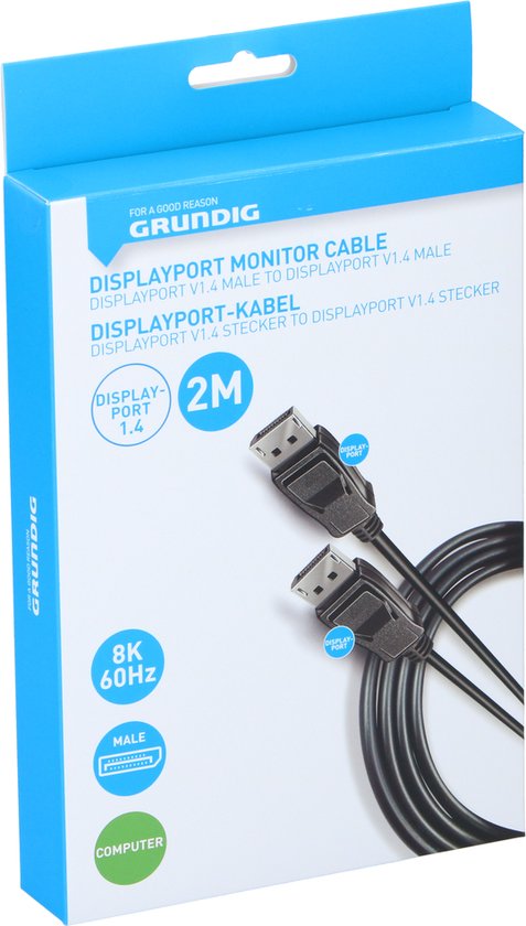 Câble DisplayPort Grundig 1.4 - 2 mètres - 4K Ultra HD