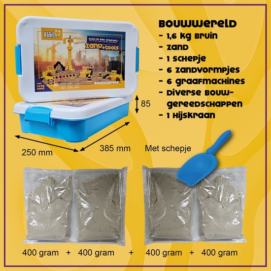 KidzKraze® Building World Play Sand - 1,6 kg de sable brun collant pour l'intérieur - Avec moules et jouets - Boîtier de jeu et de rangement inclus - Sensoriel - Jouets - bac à sable pour enfants - The Big Toy Book 2025
