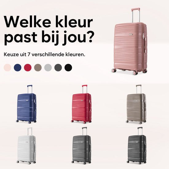 SKYCASES Travelin' Charm - 28-inch Large Travel Suitcase - Number Lock - 75 x 51 x 31 cm - 98L - Lightweight, Waterproof & Durable - Pink