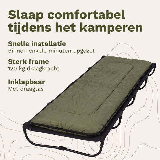 TRVLMORE Lit de Camp pliable - Capacité de charge 120KG - Lit de camping avec sac de transport - Brancard 1 personne - Structure en acier - 193x66x15 cm - Gris