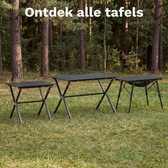 TRVLMORE Table de camping réglable - 90x52x71cm - Table pliante avec structure en aluminium - Légère - Table de camping - Table pliante - Noire