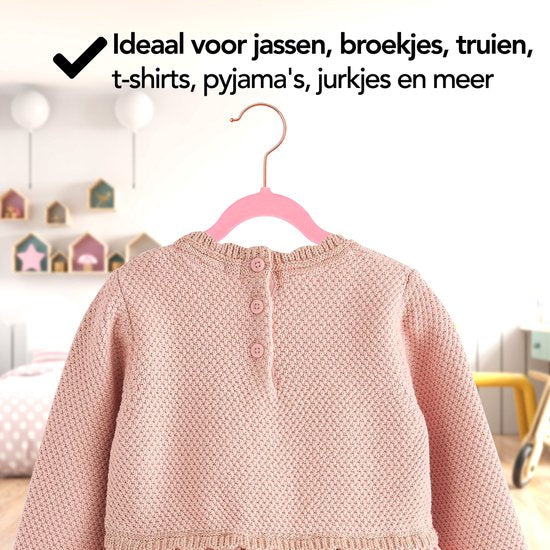 Brixy 50 cintres enfants - Rose - Cintre - Velours - Trous rail