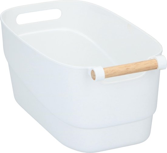Panier de rangement - Alpina - 33 x 18 x 15 cm - Plastique - Poignée en bois