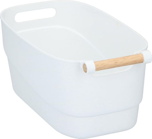 Panier de rangement - Alpina - 33 x 18 x 15 cm - Plastique - Poignée en bois