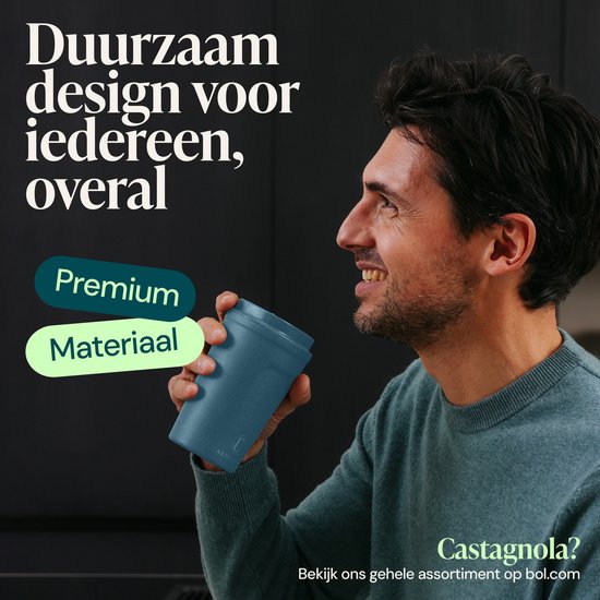 Tasse thermos Castagnola - Tasse à café à emporter - Tasse de voyage pour café et thé - Tasse à thé - 380 ML - acier inoxydable - Bleu