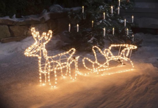 Westfalia Éclairage extérieur - Renne avec traîneau - Blanc chaud