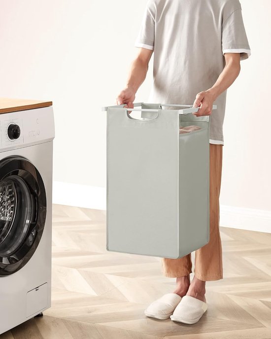 VASAGLE - Panier à linge, panier à linge sale, avec 3 compartiments et 3 poches amovibles en tissu Oxford, plan de travail, cadre métallique - 3 x 38 litres, 92,5 x 33 x 72 cm, blanc BLH301W01