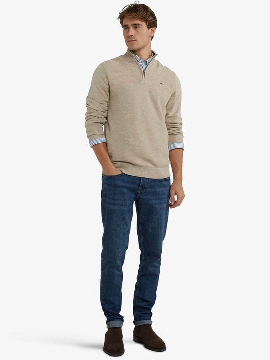 McGregor Half Zip Sweater Merino Wool Structure Sand - Taille S - Hommes - Pulls