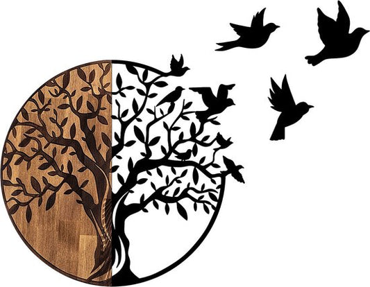 Décoration intérieure - Accessoire mural décoratif en bois noyer noir - Bel accessoire de maison - Dimensions 92x3x71cm