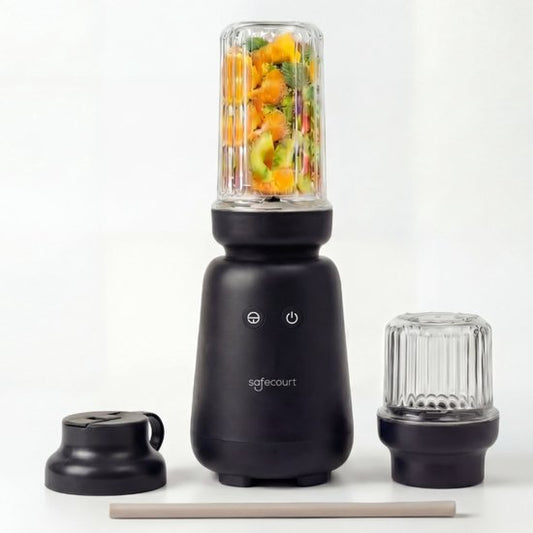 Safecourt Kitchen PureBlend - 1000W Smoothie maker - BPA free - includes to-go drinking lid + straw- Premium Tritan blend cups -Black
