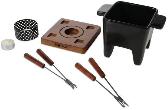 Boska Tapas Fondue set Nero L - Set à fondue - Lavable au lave-vaisselle et au micro-ondes - 400 ml