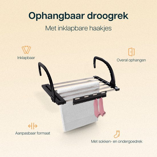 Duna Portoir de séchage suspendu - extensible à 5,4 m de longueur de séchage - Portoir à linge - Portoir de séchage suspendu - Porte - Balcon - Radiateur - Avec porte-chaussettes