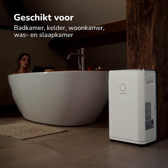 Déshumidificateur Bloomfold - 20L par jour - Fonction Lavage-Séchage incluse - Convient au salon, à la chambre, à la cave et à la salle de bain - Déshumidificateur - Blanc