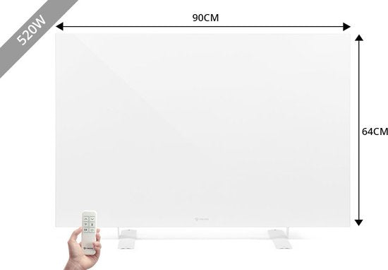 Panneau chauffant infrarouge mince avec minuterie réglable - Vlectro - 520 W - Blanc