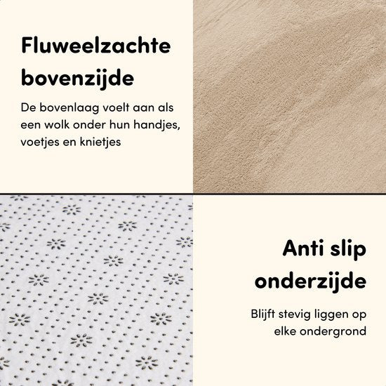 Playmat Baby XXL - Tapis de jeu avec mousse à mémoire de forme - Tapis de jeu velouté - 200x150x3 cm - Beige