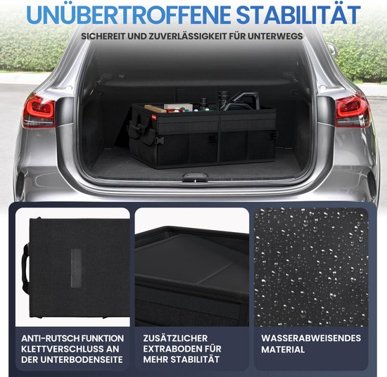 HELDENWERK Organisateur de bottes premium avec couvercle, robuste et antidérapant - Sac à bottes pliable, grand avec double fond - Boîte de coffre, boîte d'organisation de bottes