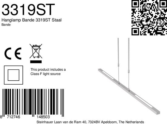 Steinhauer - lampe suspendue - Bande - acier - plastique métal - lampe design - LED - 3319ST