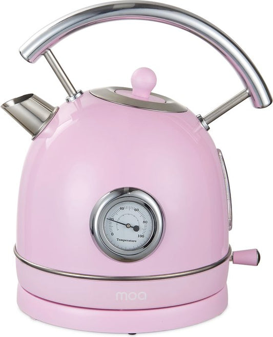 MOA Kettle Retro - 1,8 litre - Bouilloire électrique - Filtre anti-calcaire - sans BPA - acier inoxydable - 2200W - rose pastel