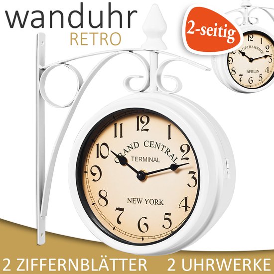 Horloge Retro - Deuba - Retrostyle - Station Clock/Clock - 29 x 9.5 x 32.5 cm -White