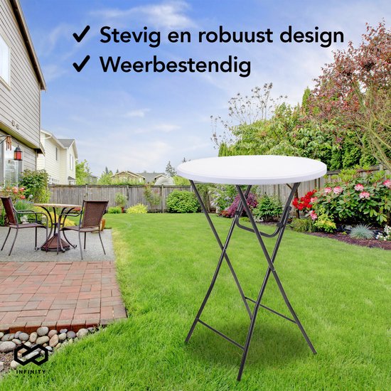 Infinity Goods 2 Sturdy Tables - Table de fête - Robuste et résistante aux intempéries - Pliable - 80cm x 110cm - Fête - Blanc/Gris
