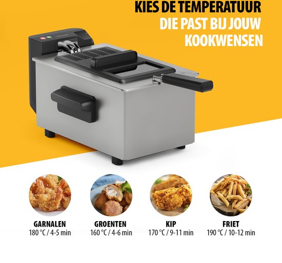 Tristar Friteuse 3 litres - FR-9327 - Friteuse 2000W - Hublot - acier inoxydable
